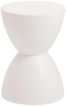Euro Style Sallie Indoor/Outdoor Stool or End Table | Modern Hourglass Accent Style | UV- Protected Plastic Extra Seating or End Table for Patio, Balcony, Poolside, Entryway, or Living Room | White