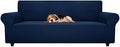 ZNSAYOTX Stretch Oversized Couch Cover Universal Sofa Covers for Living Room Dogs Pet Furniture Protector Spandex Extra Large Sofa Slipcovers with Anti Slip Foam Sticks (Navy Blue, XL Sofa)