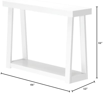 Plank+Beam Classic Console Table, with Shelf, 46 Inch, White
