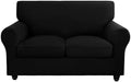 SearchI Stretch Sofa Cover Couch Cover, 3 Pieces Loveseat Slipcover with 2 Separate Cushion Cover, Washable Furniture Protector for Living Room(Loveseat, Silver Black)