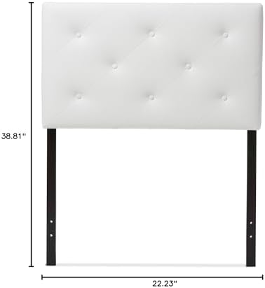 Baxton Studio Benoit Modern and Contemporary White Faux Leather Upholstered Headboard, Twin