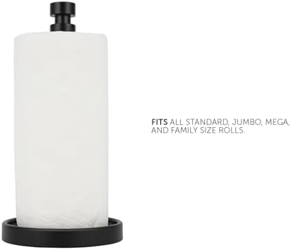 Ivilon Countertop Paper Towel Holder - Steady and Easy Tear - Fits All Paper Towel Rolls - Black