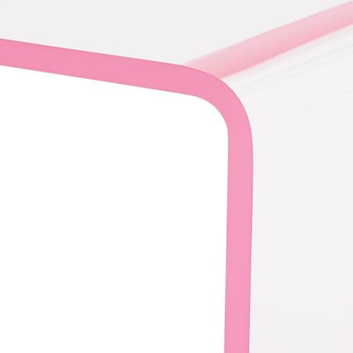 Acrylic Wall-Mounted Nightstand Floating Wall Nightstand Bedside Table Floating Side Table Wall Mounted Clear Shelf for Bedroom Bathroom (Pink)
