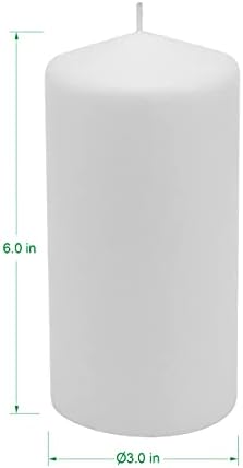 Stonebriar Unscented White Tall Pillar Candles, 65 Hour Burning Candle Pillars, Perfect for Decor, Weddings, Emergencies 3" X 6", 6 count
