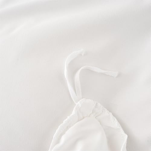 Girls Lace Bedding, Queen Comforter Cover Set, Chic Ruffled Duvet Cover with 2 Layers Ruffle,Princess Style 1 Duvet Cover with 2 Pillowcases, No Comforter-White,Queen Size