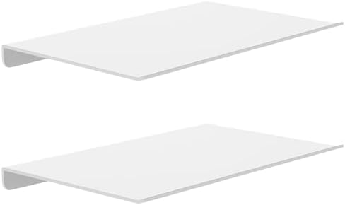 MKO 8" Small Floating Shelves for Wall, Metal Wall Mounted Shelf for Bathroom, Bedroom, Living Room, Kitchen, Little Hanging Shelves for Books/Storage/Room Decor 2 Packs, White