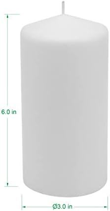 Stonebriar 3 Pack Tall 3 x 6 Inch 65 Hour Long Burning Unscented White Wax Pillar Candles