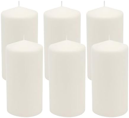Stonebriar Unscented White Tall Pillar Candles, 65 Hour Burning Candle Pillars, Perfect for Decor, Weddings, Emergencies 3" X 6", 6 count