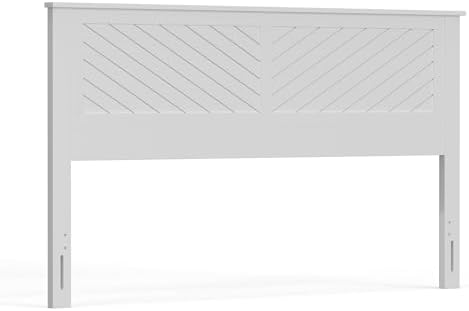 ComfIQ Serene Wood Panel Headboard with Chevron Scoring, King, White