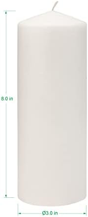 Stonebriar Unscented White Tall Pillar Candles, 80 Hour Burning Candle Pillars, Perfect for Decor, Weddings, Emergencies 3" X 8", 6 count