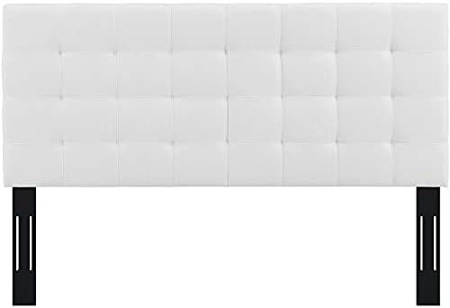 Modway Paisley Upholstered Tufted Linen Fabric Full / Queen Headboard Size in White