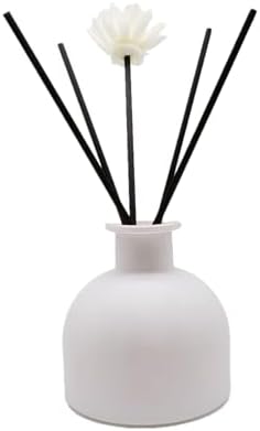 2PCS Perfume Reed Diffuser Bottle,Empty Glass Container 100ml Fragrance Accessories use with Black Sticks for DIY Replacement (Matte White)