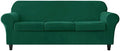 OBCREAT 4 Pieces Sofa Slipcover Stretch Velvet Sofa Covers for 3 Cushion Couch Soft Couch Cover with Elastic Bottom Non Slip Furniture Protector for Pets Kids (Green, Large)