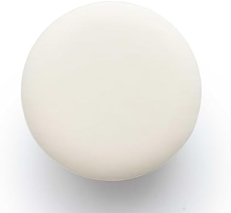 First of a Kind Ottoman Foot Rest - Cream Plywood Round Ottoman Stool with Solid Wood Spherical Orbs - 15.7" W x 15.7" D x 18.3" H - Handmade, Easy Clean, 330 lbs Weight Capacity