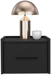 DEPOT E-SHOP 59" Yorktown Floating Nightstand with Space-Saving Design, Handy Drawer and Surface, 9.8" H, Black, Bedroom – Bedside Nightstand with Storage for Bedroom Beside Tables & Small Spaces