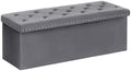 B FSOBEIIALEO Storage Ottoman Bench, 43" Velvet Ottoman With Storage, Grey