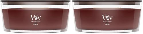 WoodWick Redwood Holiday Candle Gifts for Women and Men, 16 oz Ellipse Candle with Crackling Wick (Pack of 2)