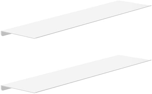 MKO 20" Floating Shelves for Wall, Long Metal Wall Mounted Shelf for Bathroom, Bedroom, Living Room, Kitchen, Display Hanging Shelves for Books/Storage/Room Decor 2 Packs, White
