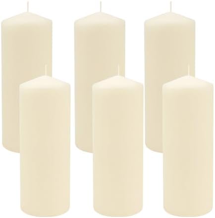 Stonebriar 80 Hour Long Burning Unscented Pillar Candles, 3x8, Ivory, 6 count