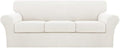 Turquoize 4 Piece Sofa Covers for 3 Cushion Couch Sofa Slipcover Soft Couch Cover for Dogs-Washable Sofa Furniture Cover with 3 Individual Cushion Covers (3 Cushion Sofa, Porcelain White)