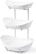 HBlife 3 Tier Fruit Bowl, Ceramic Fruit Basket for Kitchen Counter