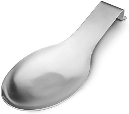 VanlonPro Stainless Steel Spoon Rest, Spatula Ladle Holder, Stainless Steel Utensil Spoon Rest Holder, Brushed Finish, Dishwasher Safe 9.8 x 3.7 Inch (Silver 1PC)
