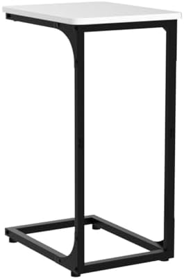 QEEIG C Shaped End Table Side Tables for Couch Set of 2, White & Black