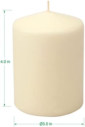 Stonebriar Unscented Pillar Candles – 35 Hour Burn Time, Long-Lasting Wax Candles for Weddings, Holidays, Home Décor & Special Events, Pack of 6, Ivory, 3" x 4"