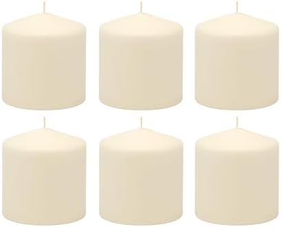 Stonebriar Unscented Pillar Candles – 18 Hour Burn Time, Long-Lasting Wax Candles for Weddings, Holidays, Home Décor & Special Events, Pack of 6, Ivory, 3" x 3"