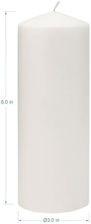 Stonebriar 3 Pack Tall 3 x 8 Inch 80 Hour Long Burning Unscented White Wax Pillar Candles