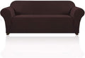 PrinceDeco Stretch Sofa Cover Slipcover Couch Covers for 3 Cushion Couch Furniture Protector Sofa Covers with Non Slip Elastic Bottom Dogs Pet Friendly Fitted(Large Sofa 90"-100",Brown)