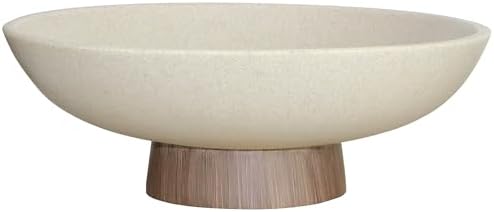 LIN CHUAN Modern Resin Pedestal Bowl – Large Fruit Bowl for Kitchen Counter, Catch All Bowl for Entryway Table, Stylish Key Bowl & Dining Centerpiece, Brown