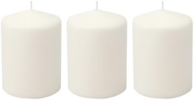 Stonebriar 3 Pack Tall 3 x 4 Inch 35 Hour Long Burning Unscented White Wax Pillar Candles