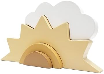 AWISBI Wooden Cloud and Sun Rainbow Decoration, Baby Nursery Shelf Decor