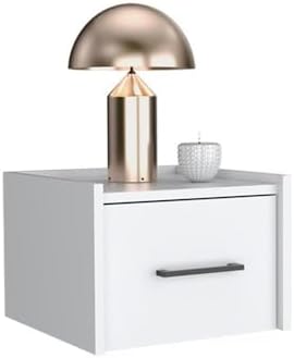 DEPOT E-SHOP 59" Yorktown Floating Nightstand, Space-Saving Design with Handy Drawer and Surface, White – Bedside Nightstand with Storage for Bedroom Beside Tables & Small Spaces