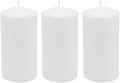 Stonebriar 3 Pack Tall 3 x 6 Inch 65 Hour Long Burning Unscented White Wax Pillar Candles