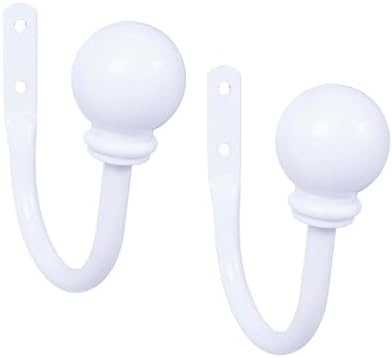 Kenney KN74809 Chelsea Ball End Steel Curtain Holdbacks for Curtains and Drapes, 2-Pack, White