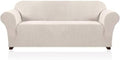 PrinceDeco Stretch Sofa Cover Slipcover Couch Covers for 3 Cushion Couch Furniture Protector Sofa Covers with Non Slip Elastic Bottom Dogs Pet Friendly Fitted(Large Sofa 90"-100",Ivory)