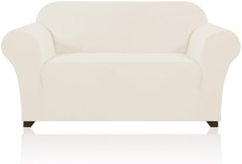 PrinceDeco Stretch Sofa Slipcover 1 Piece Sofa Cover for 3 Cushion Couch Furniture Protector/Cover Couch with Elastic Bottom Soft and Durable Sofa Cover Pet Protector (XL Sofa,Cream)