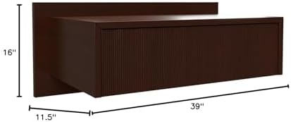 VANT 39 in Floating Wall Mounted Nightstand with Drawer, Oak Walnut Brown