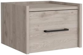 DEPOT E-SHOP 59" Yorktown Floating Nightstand, Space-Saving Design with Handy Drawer and Surface, Light Gray – Bedside Nightstand with Storage for Bedroom Beside Tables & Small Spaces