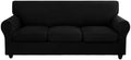 SearchI Stretch Sofa Cover Couch Cover, 4 Pieces Sofa Slipcover with 3 Separate Cushion Cover, Washable Furniture Protector for Living Room(Sofa, Black)