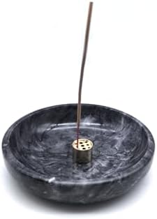 Natural Marble Incense Burner, Stick and Reflux Incense Holder, Handmade Stick Incense Burner, Ideal for Incense Smoking, Incense Burning and Decoration (Extra Large 5.91inBlack)