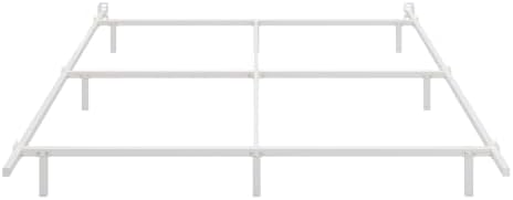 SHA CERLIN 7 Inch Metal Bed Frame, 9-Leg Box Spring Base, White, King