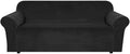 H.VERSAILTEX Stretch Velvet Sofa Covers for 3 Cushion Couch Covers Furniture Protector Soft with Non Slip Elastic Bottom, Crafted from Thick Comfy Rich Velour (Large Sofa 90"-97", Black)