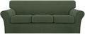 Turquoize 4 Piece Sofa Covers for 3 Cushion Couch Sofa Slipcover Soft Couch Cover for Dogs Washable Furniture Cover with 3 Individual Large Cushion Covers Feature Fabric (Large Sofa, Bronze Green)