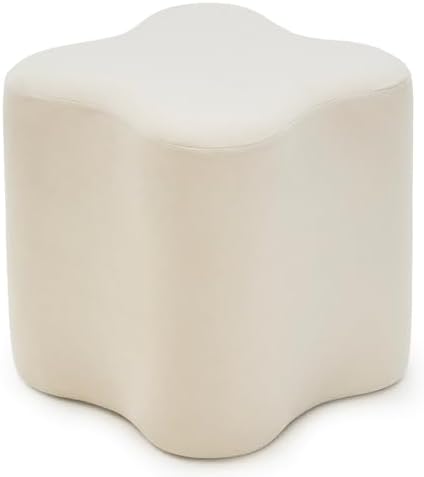 Flower-Shaped Ottoman Foot Stool, 15.7" Velvet Accent Ottoman