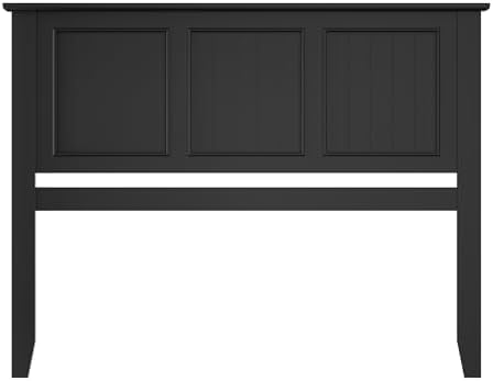 Wood Queen Size Headboard Only with Farmhouse Style, Wall-Mounted , Black