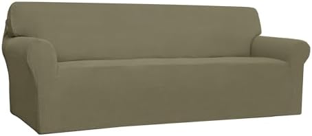 Easy-Going Stretch 4 Seater Oversized Sofa Couch Cover Khaki
