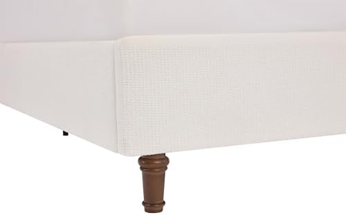 King 54" Tall Headboard Wingback Upholstered Platform Bed Frame Simplicity Chenille for Kids Teens Adults Bedroom Strong Wood Slats Support No Box Spring Needed Easy Assembly Cream White